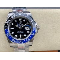 ロレックスコピー GMT-Master II（グリーンニッチ）40mm 126710BLNR“ブラック・ダイヤル＋ステンレスケース＋バイカラーセラミックベゼル（ブルー＆グレー）＋オイスターブレスレット” メンズ専用モデル