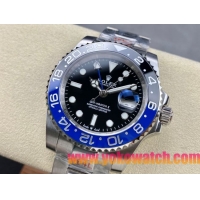 ロレックスコピー GMT-Master II（グリーンニッチ）40mm 126710BLNR“ブラック・ダイヤル＋ステンレスケース＋バイカラーセラミックベゼル（ブルー＆グレー）＋オイスターブレスレット” メンズ専用モデル