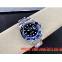 ロレックスコピー GMT-Master II（グリーンニッチ）40mm 126710BLNR“ブラック・ダイヤル＋ステンレスケース＋バイカラーセラミックベゼル（ブルー＆グレー）＋オイスターブレスレット” メンズ専用モデル