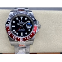 ロレックスコピー GMT-Master II（グリーンニッチ）40mm “ブラック・ダイヤル＋ステンレスケース＋バイカラーセラミックベゼル（ブルー＆レッド）＋オイスターブレスレット” メンズ専用モデル