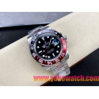 ロレックスコピー GMT-Master II（グリーンニッチ）40mm “ブラック・ダイヤル＋ステンレスケース＋バイカラーセラミックベゼル（ブルー＆レッド）＋オイスターブレスレット” メンズ専用モデル