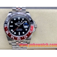 ロレックスコピー GMT-Master II（グリーンニッチ）40mm 126710BLNR“ブラック・ダイヤル＋ステンレスケース＋バイカラーセラミックベゼル（ブルー＆レッド）＋オイスターブレスレット” メンズ専用モデル