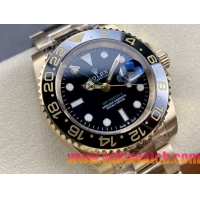 ロレックスコピー GMT-Master II（グリーンニッチ）40mm 126718LB“ブラック・ダイヤル＋イエローゴールドケース＋バイカラーセラミックベゼル（ブルー＆ブラック）＋オイスターブレスレット” メンズ専用モデル