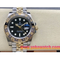 ロレックスコピー GMT-Master II（グリーンニッチ）40mm 126713LB“ブラック・ダイヤル＋ステンレスケース＋イエローゴールドベゼル＋バイカラーブレスレット” メンズ専用モデル 