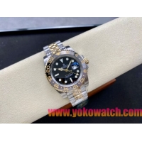 ロレックスコピー GMT-Master II（グリーンニッチ）40mm 126713LB“ブラック・ダイヤル＋ステンレスケース＋イエローゴールドベゼル＋バイカラーブレスレット” メンズ専用モデル 