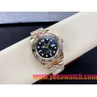 ロレックスコピー GMT-Master II（グリーンニッチ）40mm 126718LB“ブラック・ダイヤル＋イエローゴールドケース＋バイカラーセラミックベゼル（ブルー＆ブラック）＋オイスターブレスレット” メンズ専用モデル