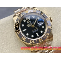 ロレックスコピー GMT-Master II（グリーンニッチ）40mm 126718LB“ブラック・ダイヤル＋イエローゴールドケース＋バイカラーセラミックベゼル（ブルー＆ブラック）＋オイスターブレスレット” メンズ専用モデル