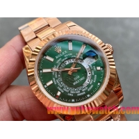 ロレックスコピー・ワールドタイマー（DIW）40mm 5185R“グリーン・ダイヤル＋ローズゴールドケース＋オイスターブレスレット” メンズ専用モデル  
