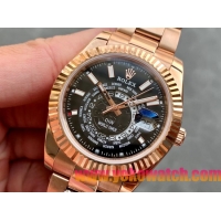 ロレックスコピー・ワールドタイマー（DIW）40mm 5185R“ブラック・ダイヤル＋ローズゴールドケース＋オイスターブレスレット” メンズ専用モデル 