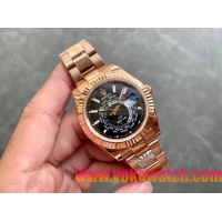 ロレックスコピー・ワールドタイマー（DIW）40mm 5185R“ブラック・ダイヤル＋ローズゴールドケース＋オイスターブレスレット” メンズ専用モデル 