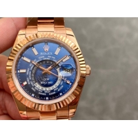 ロレックスコピー・ワールドタイマー（DIW）40mm 5185R“ブルー・ダイヤル＋ローズゴールドケース＋オイスターブレスレット” メンズ専用モデル