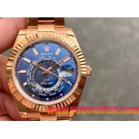 ロレックスコピー・ワールドタイマー（DIW）40mm 5185R“ブルー・ダイヤル＋ローズゴールドケース＋オイスターブレスレット” メンズ専用モデル