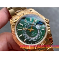 ロレックスコピー・ワールドタイマー（DIW）40mm 5185R“グリーン・ダイヤル＋イエローゴールドケース＋オイスターブレスレット” メンズ専用モデル
