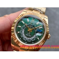 ロレックスコピー・ワールドタイマー（DIW）40mm 5185R“グリーン・ダイヤル＋イエローゴールドケース＋オイスターブレスレット” メンズ専用モデル