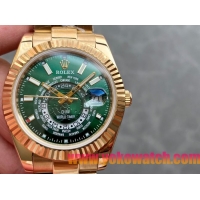 ロレックスコピー・ワールドタイマー（DIW）40mm 5185R“グリーン・ダイヤル＋イエローゴールドケース＋オイスターブレスレット” メンズ専用モデル