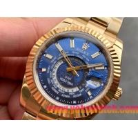 ロレックスコピー・ワールドタイマー（DIW）40mm 5185R“ブルー・ダイヤル＋イエローゴールドケース＋オイスターブレスレット” メンズ専用モデル