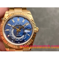 ロレックスコピー・ワールドタイマー（DIW）40mm 5185R“ブルー・ダイヤル＋イエローゴールドケース＋オイスターブレスレット” メンズ専用モデル