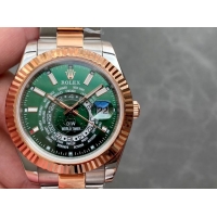 ロレックスコピー・ワールドタイマー（DIW）40mm 5185R“グリーン・ダイヤル＋ローズゴールドベゼル＋ステンレススチールケース＋オイスターブレスレット” メンズ専用モデル