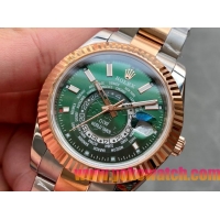 ロレックスコピー・ワールドタイマー（DIW）40mm 5185R“グリーン・ダイヤル＋ローズゴールドベゼル＋ステンレススチールケース＋オイスターブレスレット” メンズ専用モデル