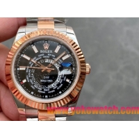 ロレックスコピー・ワールドタイマー（DIW）40mm 5185R“ブラック・ダイヤル＋ローズゴールドベゼル＋ステンレススチールケース＋オイスターブレスレット” メンズ専用モデル