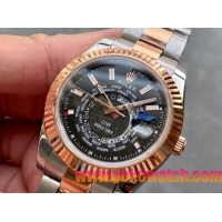 ロレックスコピー・ワールドタイマー（DIW）40mm 5185R“ブラック・ダイヤル＋ローズゴールドベゼル＋ステンレススチールケース＋オイスターブレスレット” メンズ専用モデル