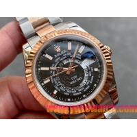 ロレックスコピー・ワールドタイマー（DIW）40mm 5185R“ブラック・ダイヤル＋ローズゴールドベゼル＋ステンレススチールケース＋オイスターブレスレット” メンズ専用モデル