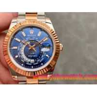 ロレックスコピー・ワールドタイマー（DIW）40mm 5185R“ブルー・ダイヤル＋ローズゴールドベゼル＋ステンレススチールケース＋オイスターブレスレット” メンズ専用モデル