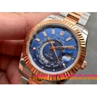 ロレックスコピー・ワールドタイマー（DIW）40mm 5185R“ブルー・ダイヤル＋ローズゴールドベゼル＋ステンレススチールケース＋オイスターブレスレット” メンズ専用モデル