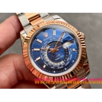 ロレックスコピー・ワールドタイマー（DIW）40mm 5185R“ブルー・ダイヤル＋ローズゴールドベゼル＋ステンレススチールケース＋オイスターブレスレット” メンズ専用モデル