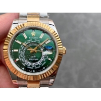 ロレックスコピー・ワールドタイマー（DIW）40mm 5185R“グリーン・ダイヤル＋イエローゴールドベゼル＋ステンレススチールケース＋オイスターブレスレット” メンズ専用モデル