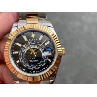 ロレックスコピー・ワールドタイマー（DIW）40mm 5185R“ブラック・ダイヤル＋イエローゴールドベゼル＋ステンレススチールケース＋オイスターブレスレット” メンズ専用モデル