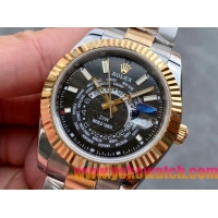 ロレックスコピー・ワールドタイマー（DIW）40mm 5185R“ブラック・ダイヤル＋イエローゴールドベゼル＋ステンレススチールケース＋オイスターブレスレット” メンズ専用モデル