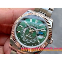 ロレックスコピー・ワールドタイマー（DIW）40mm 5185R“グリーン・ダイヤル＋ローズゴールドベゼル＋ステンレススチールケース＋オイスターブレスレット” メンズ専用モデル