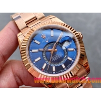 ロレックスコピー・スカイダイバー（SKY-DWELLER）40mm 326135“ブルー・ダイヤル＋イエローゴールドベゼル＋ステンレススチールケース＋オイスターブレスレット” メンズ専用モデル 