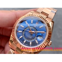 ロレックスコピー・スカイダイバー（SKY-DWELLER）40mm 326135“ブルー・ダイヤル＋イエローゴールドベゼル＋ステンレススチールケース＋オイスターブレスレット” メンズ専用モデル 