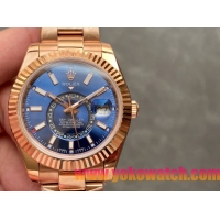 ロレックスコピー・スカイダイバー（SKY-DWELLER）40mm 326135“ブルー・ダイヤル＋イエローゴールドベゼル＋ステンレススチールケース＋オイスターブレスレット” メンズ専用モデル 