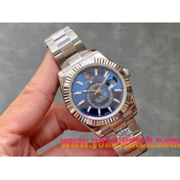 ロレックスコピー・スカイダイバー（SKY-DWELLER）40mm 326135“ブルー・ダイヤル＋イエローゴールドベゼル＋ステンレススチールケース＋オイスターブレスレット” メンズ専用モデル 