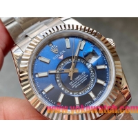 ロレックスコピー・スカイダイバー（SKY-DWELLER）40mm 326135“ブルー・ダイヤル＋イエローゴールドベゼル＋ステンレススチールケース＋オイスターブレスレット” メンズ専用モデル 