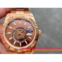 ロレックスコピー・スカイダイバー（SKY-DWELLER）40mm 326138“ブラウン・ダイヤル＋イエローゴールドケース＋オイスターブレスレット” メンズ専用モデル