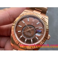 ロレックスコピー・スカイダイバー（SKY-DWELLER）40mm 326138“ブラウン・ダイヤル＋イエローゴールドケース＋オイスターブレスレット” メンズ専用モデル
