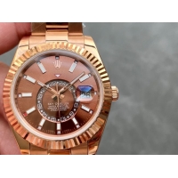 ロレックスコピー・スカイダイバー（SKY-DWELLER）40mm 326138“ブラウン・ダイヤル＋イエローゴールドケース＋オイスターブレスレット” メンズ専用モデル