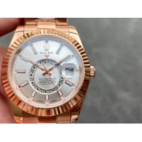 ロレックスコピー・スカイダイバー（SKY-DWELLER）40mm 326138“ホワイト・ダイヤル＋イエローゴールドケース＋オイスターブレスレット” メンズ専用モデル