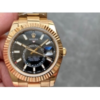 ロレックスコピー・スカイダイバー（SKY-DWELLER）40mm 326138“ブラック・ダイヤル＋イエローゴールドケース＋オイスターブレスレット” メンズ専用モデル