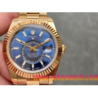 ロレックスコピー・スカイダイバー（SKY-DWELLER）40mm 326138“ブルー・ダイヤル＋イエローゴールドケース＋オイスターブレスレット” メンズ専用モデル