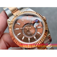 ロレックスコピー・スカイダイバー（SKY-DWELLER）40mm 326138“ブラウン・ダイヤル＋イエローゴールドベゼル＋ステンレススチールブレスレット” メンズ専用モデル