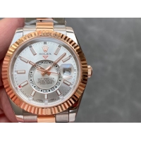 ロレックスコピー・スカイダイバー（SKY-DWELLER）40mm 326138“ホワイト・ダイヤル＋イエローゴールドベゼル＋ステンレススチールブレスレット” メンズ専用モデル