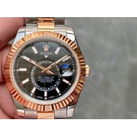 ロレックスコピー・スカイダイバー（SKY-DWELLER）40mm 326138“ブラック・ダイヤル＋ローズゴールドベゼル＋ステンレススチールブレスレット” メンズ専用モデル