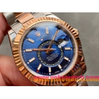 ロレックスコピー・スカイダイバー（SKY-DWELLER）40mm 326138“ブルー・ダイヤル＋ローズゴールドベゼル＋ステンレススチールブレスレット” メンズ専用モデル
