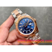 ロレックスコピー・スカイダイバー（SKY-DWELLER）40mm 326138“ブルー・ダイヤル＋ローズゴールドベゼル＋ステンレススチールブレスレット” メンズ専用モデル