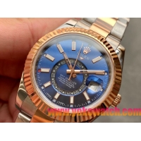 ロレックスコピー・スカイダイバー（SKY-DWELLER）40mm 326138“ブルー・ダイヤル＋ローズゴールドベゼル＋ステンレススチールブレスレット” メンズ専用モデル